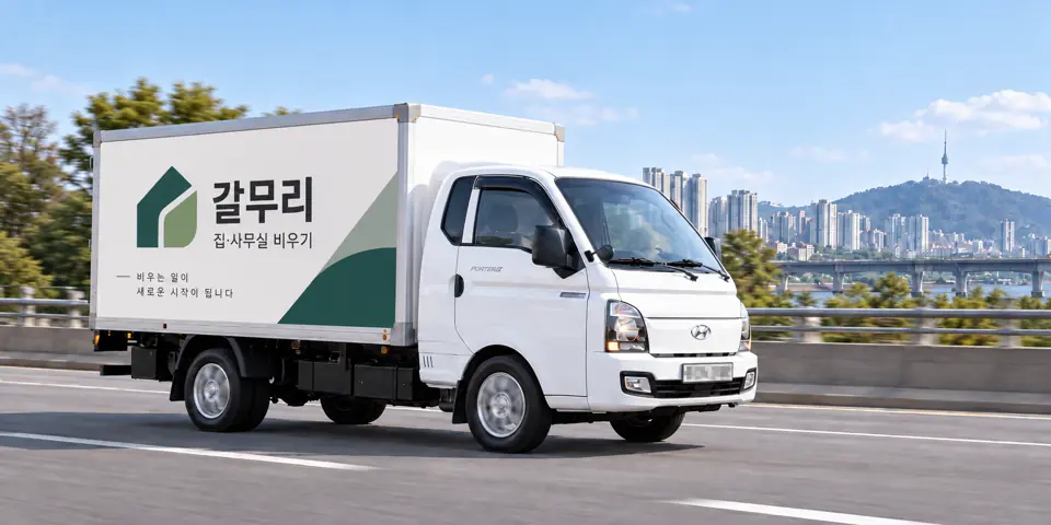 갈무리 작업 차량을 담은 그림 · 무의동 유품정리